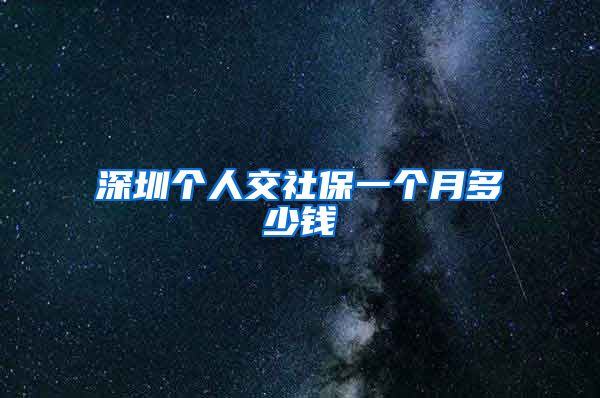 深圳个人交社保一个月多少钱