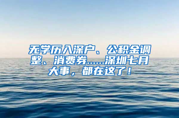 无学历入深户、公积金调整、消费券......深圳七月大事，都在这了！