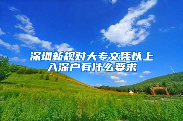 深圳新规对大专文凭以上入深户有什么要求