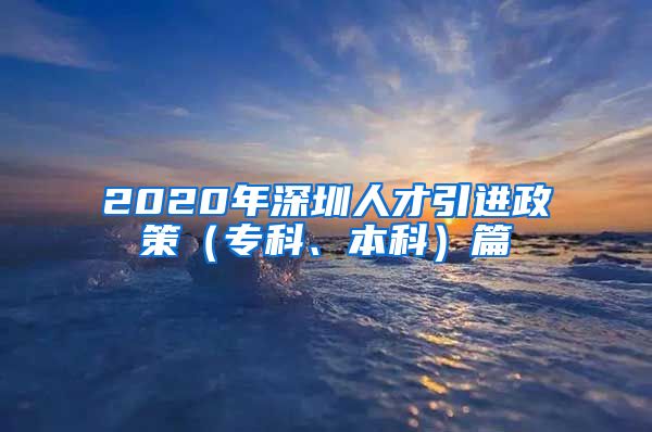 2020年深圳人才引进政策（专科、本科）篇