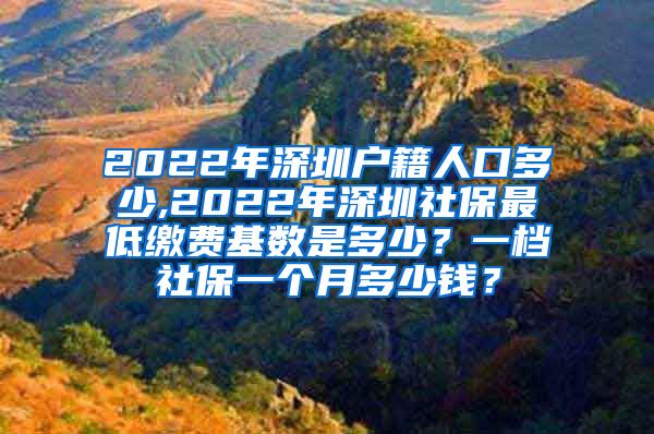 2022年深圳户籍人口多少,2022年深圳社保最低缴费基数是多少？一档社保一个月多少钱？