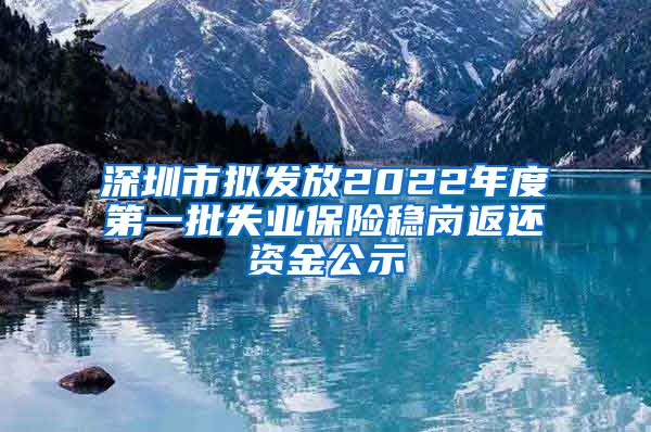 深圳市拟发放2022年度第一批失业保险稳岗返还资金公示