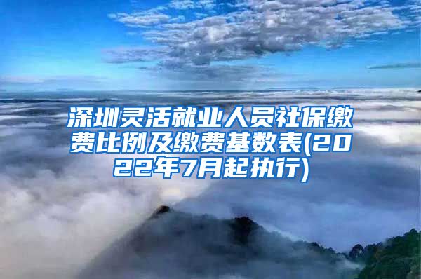 深圳灵活就业人员社保缴费比例及缴费基数表(2022年7月起执行)