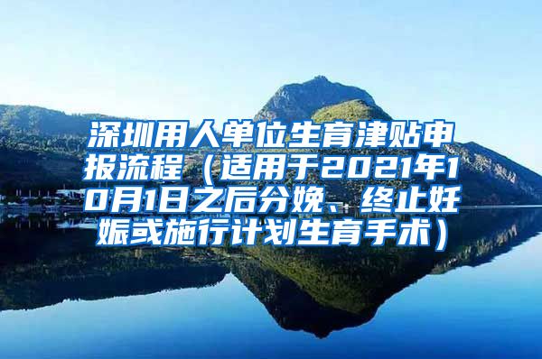 深圳用人单位生育津贴申报流程（适用于2021年10月1日之后分娩、终止妊娠或施行计划生育手术）