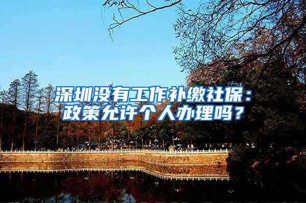 深圳没有工作补缴社保：政策允许个人办理吗？
