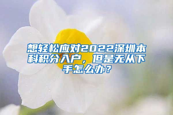 想轻松应对2022深圳本科积分入户，但是无从下手怎么办？