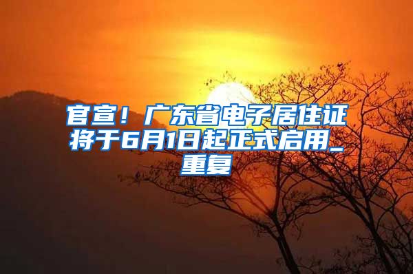 官宣！广东省电子居住证将于6月1日起正式启用_重复