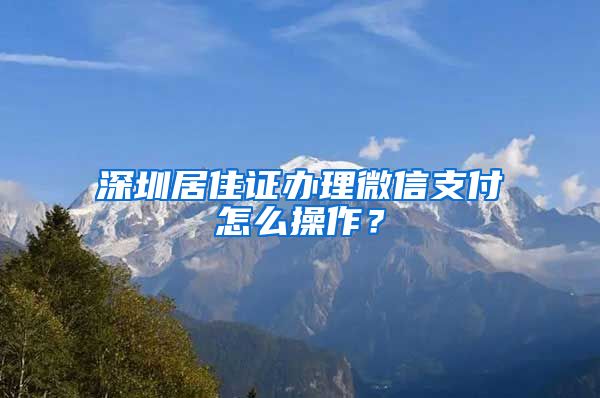 深圳居住证办理微信支付怎么操作？