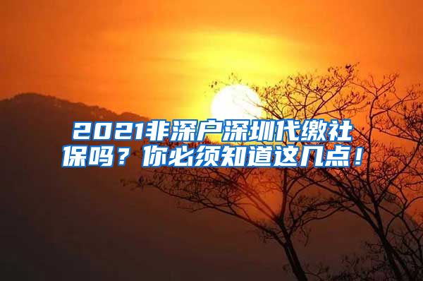 2021非深户深圳代缴社保吗？你必须知道这几点！