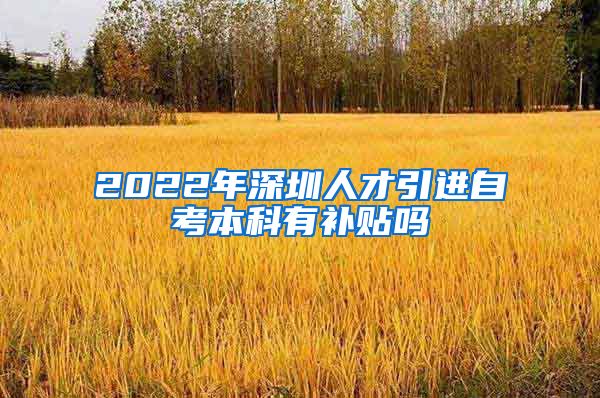 2022年深圳人才引进自考本科有补贴吗