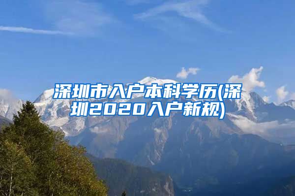 深圳市入户本科学历(深圳2020入户新规)