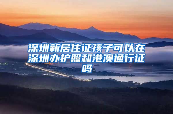 深圳新居住证孩子可以在深圳办护照和港澳通行证吗