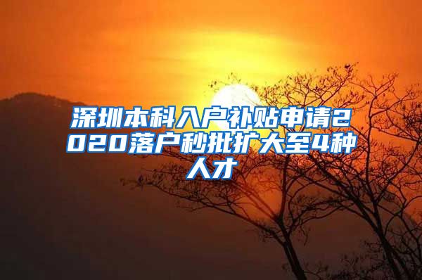 深圳本科入户补贴申请2020落户秒批扩大至4种人才