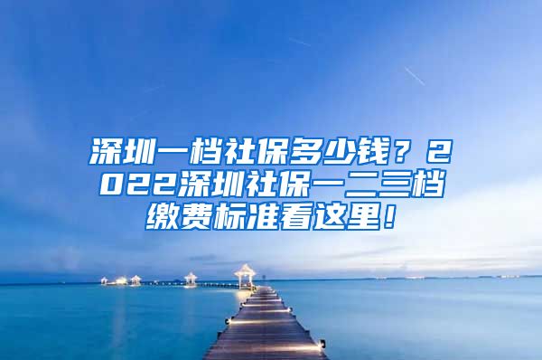 深圳一档社保多少钱？2022深圳社保一二三档缴费标准看这里！