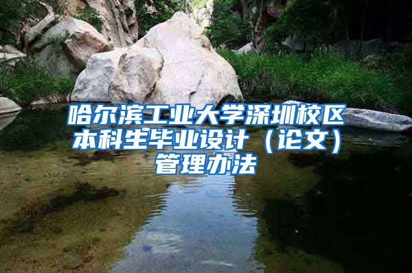 哈尔滨工业大学深圳校区本科生毕业设计（论文）管理办法