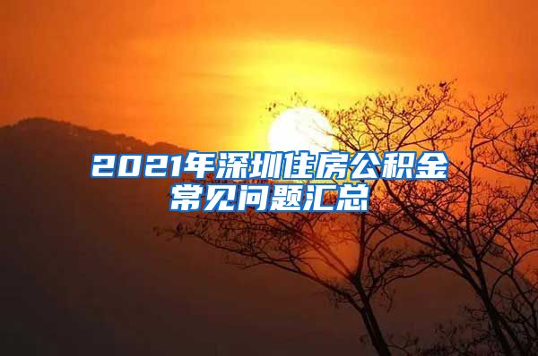 2021年深圳住房公积金常见问题汇总