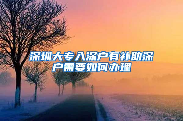 深圳大专入深户有补助深户需要如何办理