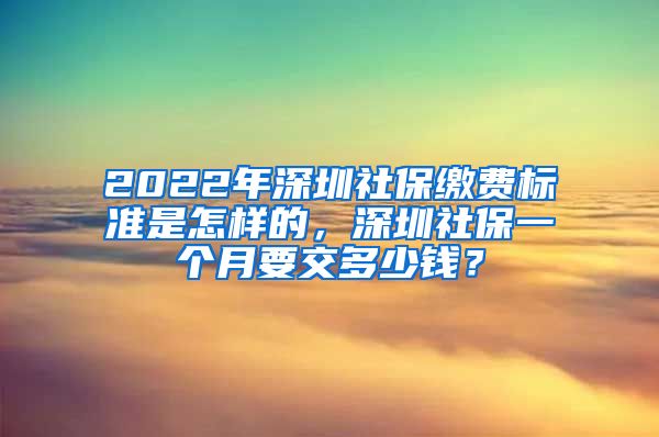 2022年深圳社保缴费标准是怎样的，深圳社保一个月要交多少钱？