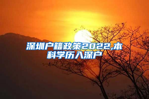 深圳户籍政策2022,本科学历入深户