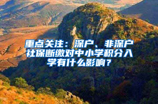 重点关注：深户、非深户社保断缴对中小学积分入学有什么影响？