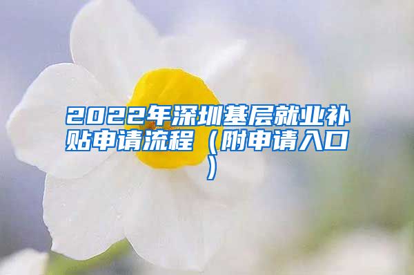 2022年深圳基层就业补贴申请流程（附申请入口）