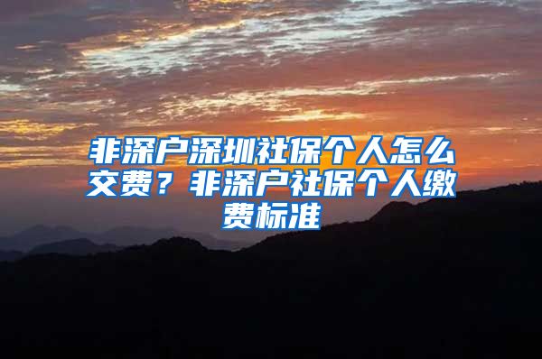 非深户深圳社保个人怎么交费？非深户社保个人缴费标准