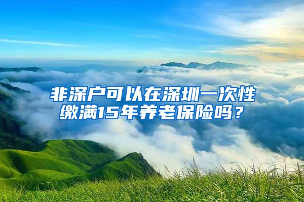 非深户可以在深圳一次性缴满15年养老保险吗？